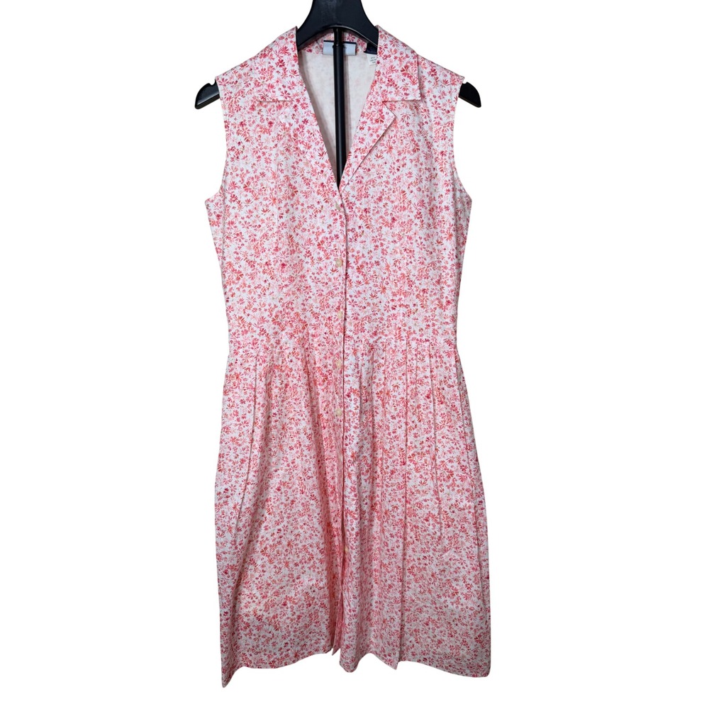 Liz Claiborne Liz Sport Pink Floral Cotton Sleeveless Button Front Dress 10
